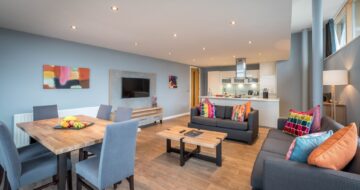 Living area in a Talbot Suites apartment