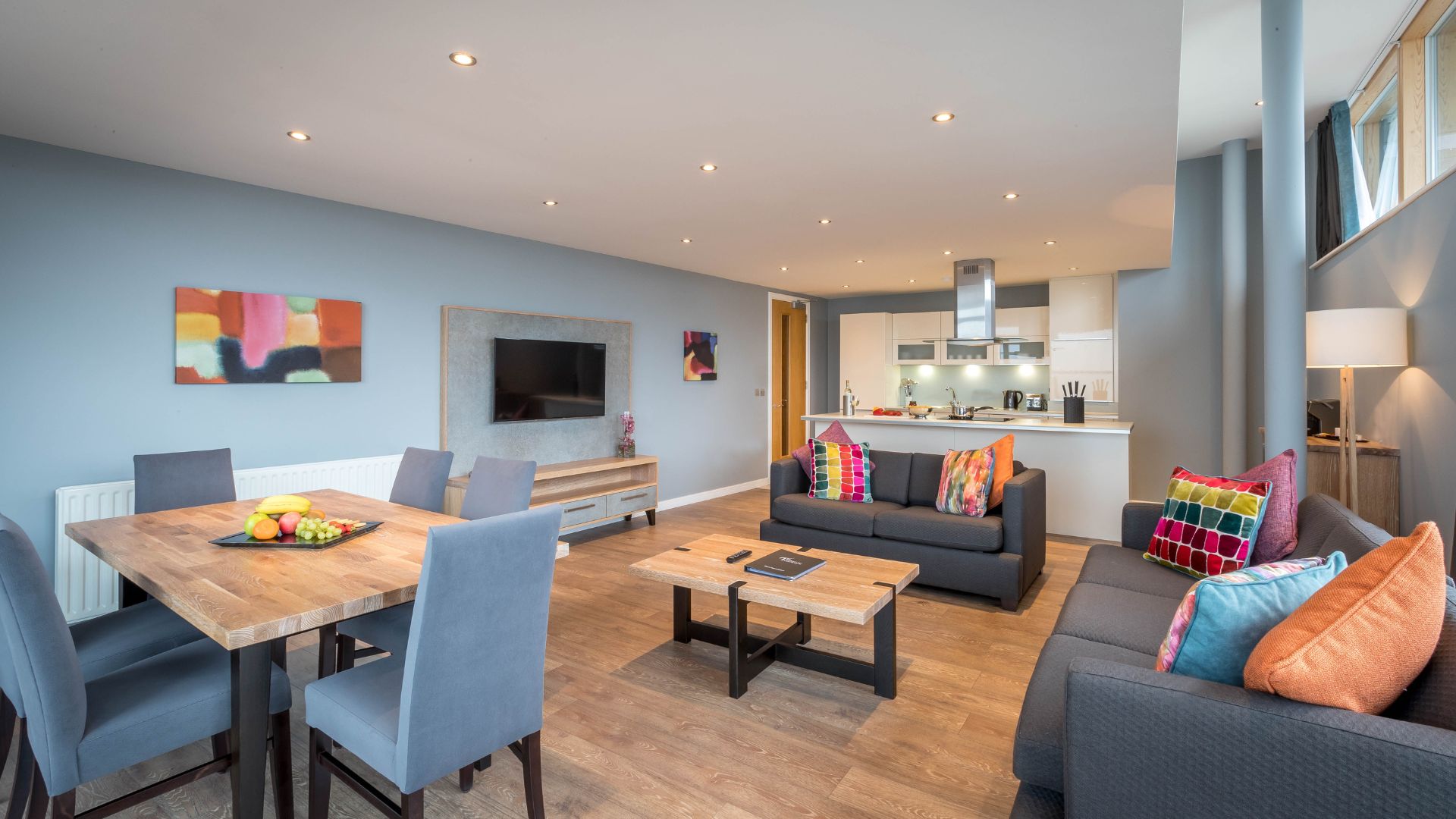 Living area in a Talbot Suites apartment